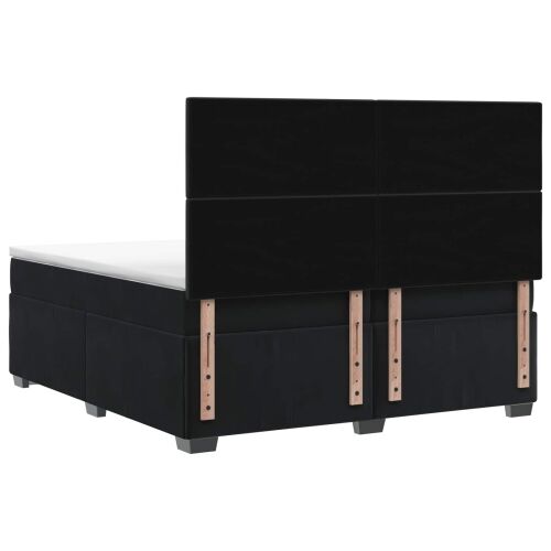 Boxspring krevet s madracem Crna 200 x 200 cm Baršun - Crna 200 x 200 cm Prošiveno gumbima Cijena