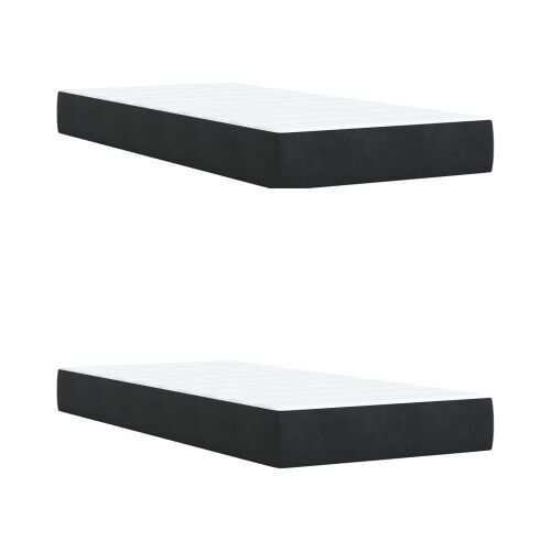 Boxspring krevet s madracem Crna 200 x 200 cm Baršun - Crna 200 x 200 cm Dizajn s rombovima Cijena