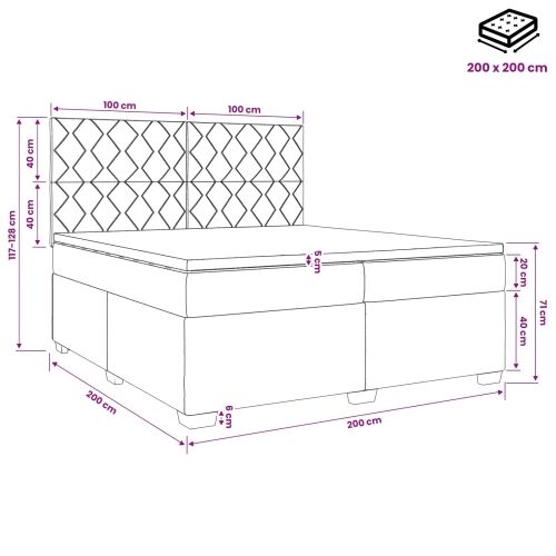 Boxspring krevet s madracem Crna 200 x 200 cm Baršun - Crna 200 x 200 cm Dizajn s rombovima Cijena