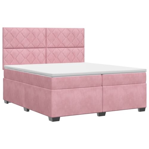 Boxspring krevet s madracem Ružičasta 200 x 200 cm Baršun - Ružičasta 200 x 200 cm Dizajn s rombovima Cijena