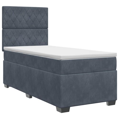 Boxspring krevet s madracem Tamnosiva Jjedan Baršun - Tamnosiva Jjedan Kristal s dugmadima Cijena
