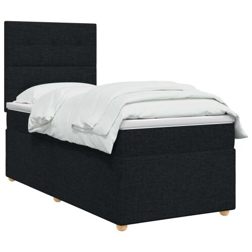 Boxspring krevet s madracem Crna 90 x 190 cm Tkanina - Crna 90 x 190 cm Prošiveno gumbima Cijena