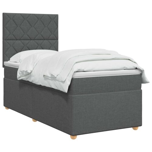 Boxspring krevet s madracem Tamnosiva 90 x 190 cm Tkanina - Tamnosiva 90 x 190 cm Dizajn s rombovima Cijena
