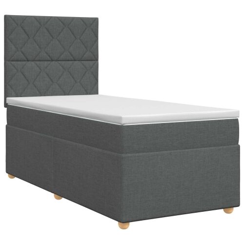 Boxspring krevet s madracem Tamnosiva 90 x 190 cm Tkanina - Tamnosiva 90 x 190 cm Dizajn s rombovima Cijena