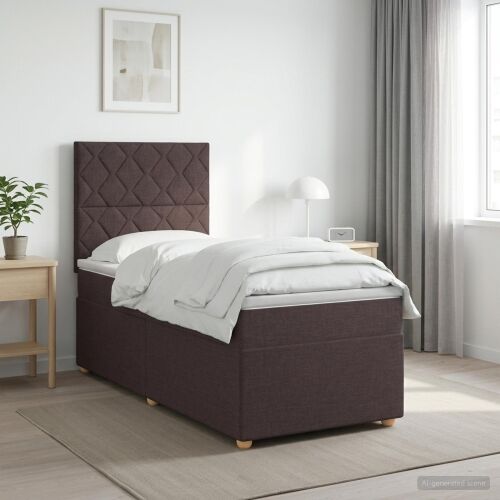 Boxspring krevet s madracem Tamno smeđa 90 x 190 cm Tkanina - Tamno smeđa 90 x 190 cm Dizajn s rombovima Cijena