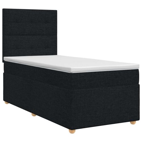 Boxspring krevet s madracem Crna 90 x 200 cm Tkanina - Crna 90 x 200 cm Prošiveno gumbima Cijena
