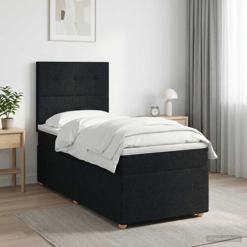 Boxspring krevet s madracem Crna 90 x 200 cm Tkanina - Crna 90 x 200 cm Prošiveno gumbima Cijena