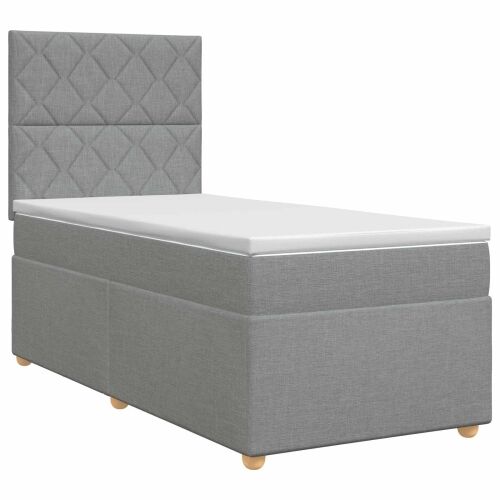 Boxspring krevet s madracem Svjetlosiva 90 x 200 cm Tkanina - Svjetlosiva 90 x 200 cm Dizajn s rombovima Cijena