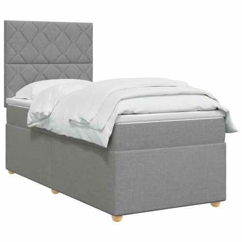 Boxspring krevet s madracem Svjetlosiva 90 x 200 cm Tkanina - Svjetlosiva 90 x 200 cm Dizajn s rombovima Cijena