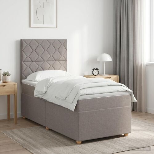 Boxspring krevet s madracem Sivosmeđa 90 x 200 cm Tkanina - Sivosmeđa 90 x 200 cm Dizajn s rombovima Cijena