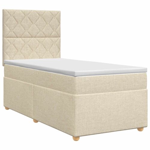 Boxspring krevet s madracem Krem 90 x 200 cm Tkanina - Krem 90 x 200 cm Dizajn s rombovima Cijena