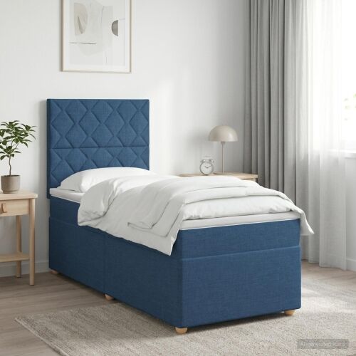 Boxspring krevet s madracem Plava 90 x 200 cm Tkanina - Plava 90 x 200 cm Dizajn s rombovima Cijena