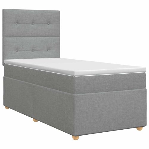 Boxspring krevet s madracem Svjetlosiva 100 x 200 cm Tkanina - Svjetlosiva 100 x 200 cm Prošiveno gumbima Cijena