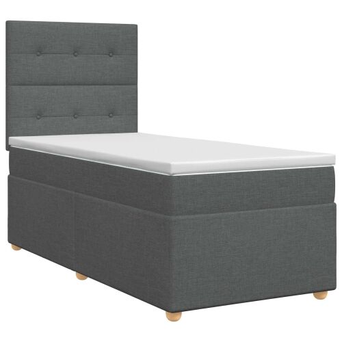 Boxspring krevet s madracem Tamnosiva 100 x 200 cm Tkanina - Tamnosiva 100 x 200 cm Prošiveno gumbima Cijena