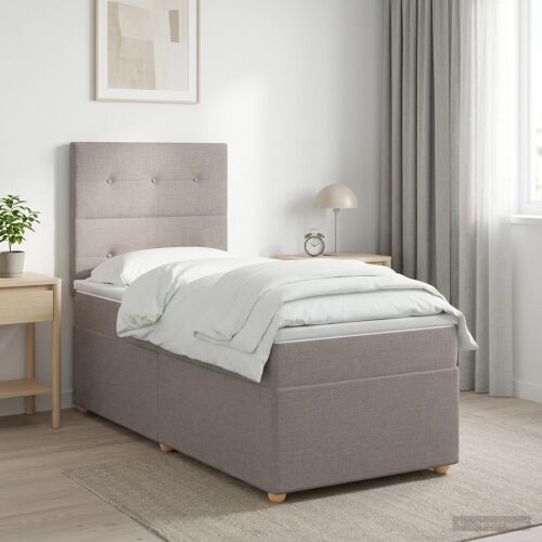 Boxspring krevet s madracem Sivosmeđa 100 x 200 cm Tkanina - Sivosmeđa 100 x 200 cm Prošiveno gumbima Cijena
