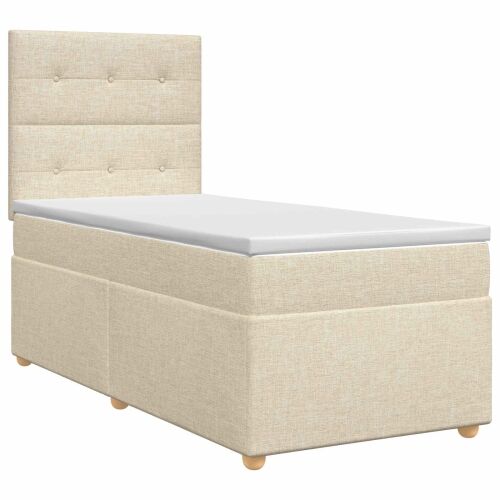 Boxspring krevet s madracem Krem 100 x 200 cm Tkanina - Krem 100 x 200 cm Prošiveno gumbima Cijena