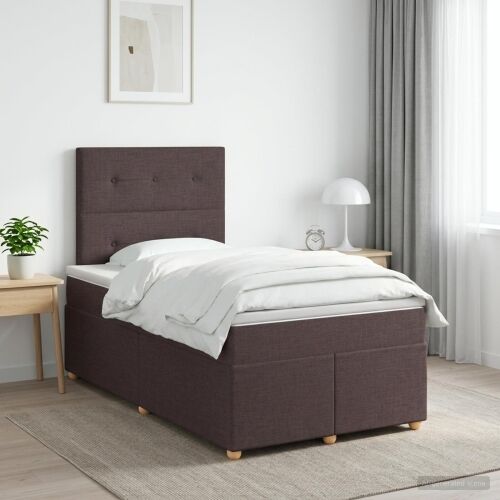 Boxspring krevet s madracem Tamno smeđa 120 x 190 cm Tkanina - Tamno smeđa 120 x 190 cm Prošiveno gumbima Cijena