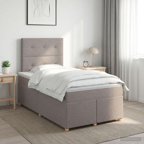Boxspring krevet s madracem Sivosmeđa 120 x 190 cm Tkanina - Sivosmeđa 120 x 190 cm Prošiveno gumbima Cijena