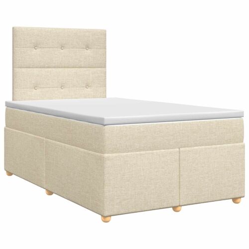 Boxspring krevet s madracem Krem 120 x 190 cm Tkanina - Krem 120 x 190 cm Prošiveno gumbima Cijena