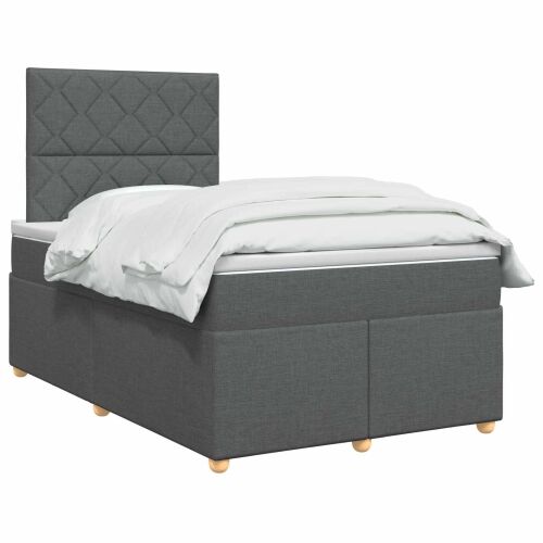 Boxspring krevet s madracem Tamnosiva 120 x 190 cm Tkanina - Tamnosiva 120 x 190 cm Dizajn s rombovima Cijena