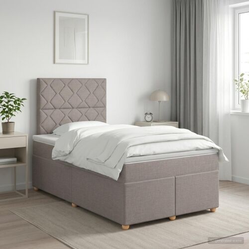 Boxspring krevet s madracem Sivosmeđa 120 x 190 cm Tkanina - Sivosmeđa 120 x 190 cm Dizajn s rombovima Cijena