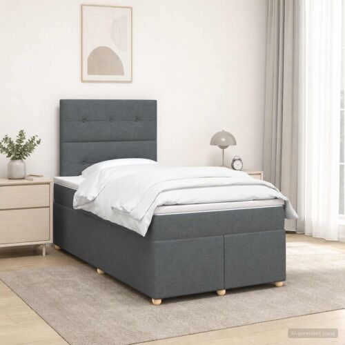 Boxspring krevet s madracem Tamnosiva 120 x 200 cm Tkanina - Tamnosiva 120 x 200 cm Prošiveno gumbima Cijena