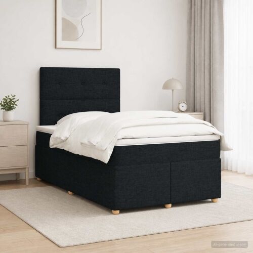 Boxspring krevet s madracem Crna 120 x 200 cm Tkanina - Crna 120 x 200 cm Prošiveno gumbima Cijena