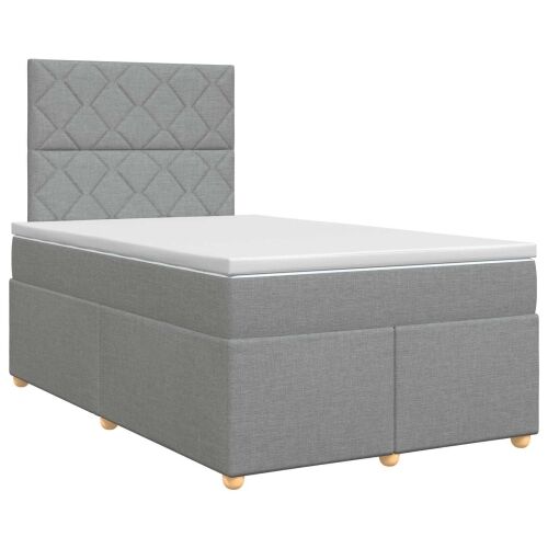Boxspring krevet s madracem Svjetlosiva 120 x 200 cm Tkanina - Svjetlosiva 120 x 200 cm Dizajn s rombovima Cijena