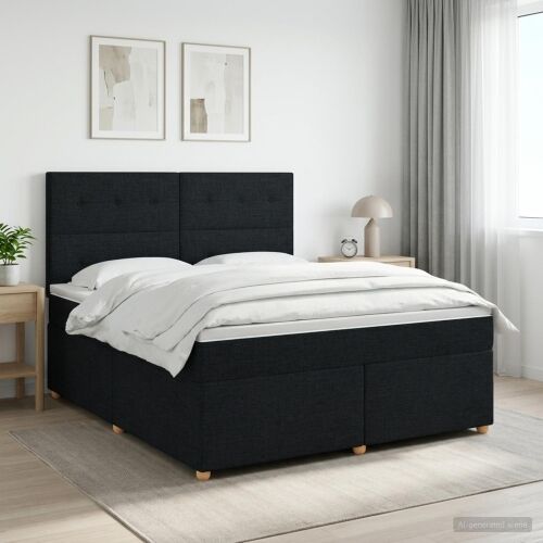 Boxspring krevet s madracem Crna 140 x 200 cm Tkanina - Crna 140 x 200 cm Prošiveno gumbima Cijena