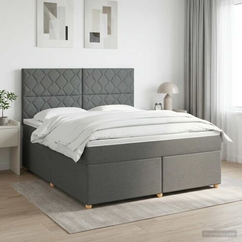 Boxspring krevet s madracem Tamnosiva 160 x 200 cm Tkanina - Tamnosiva 160 x 200 cm Dizajn s rombovima Cijena