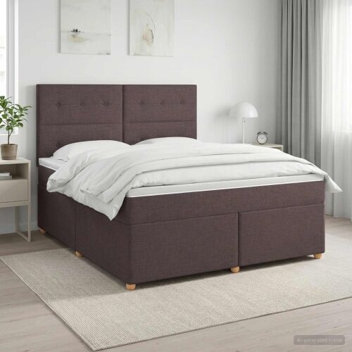 Boxspring krevet s madracem Tamno smeđa 180 x 200 cm Tkanina - Tamno smeđa 180 x 200 cm Prošiveno gumbima Cijena