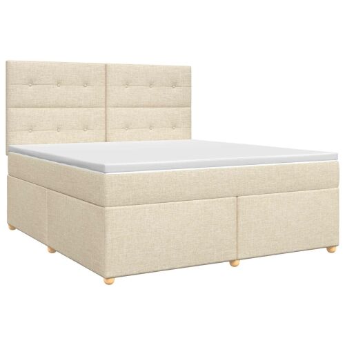 Boxspring krevet s madracem Krem 180 x 200 cm Tkanina - Krem 180 x 200 cm Prošiveno gumbima Cijena