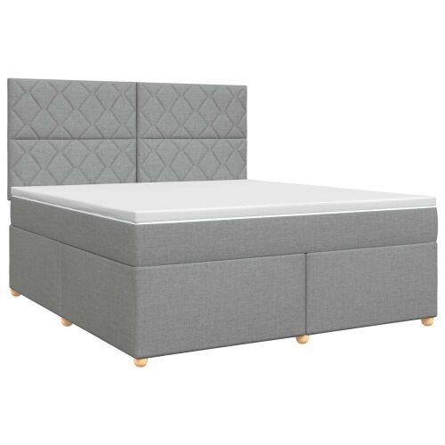 Boxspring krevet s madracem Svjetlosiva 180 x 200 cm Tkanina - Svjetlosiva 180 x 200 cm Dizajn s rombovima Cijena