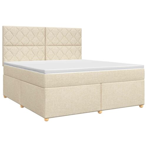 Boxspring krevet s madracem Krem 180 x 200 cm Tkanina - Krem 180 x 200 cm Dizajn s rombovima Cijena