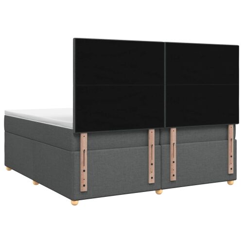 Boxspring krevet s madracem Tamnosiva 200 x 200 cm Tkanina - Tamnosiva 200 x 200 cm Prošiveno gumbima Cijena