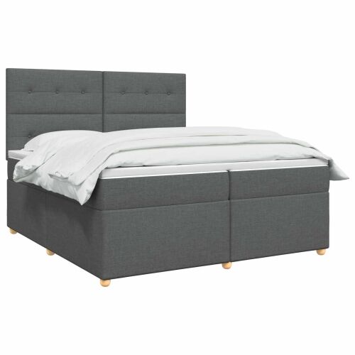 Boxspring krevet s madracem Tamnosiva 200 x 200 cm Tkanina - Tamnosiva 200 x 200 cm Prošiveno gumbima Cijena