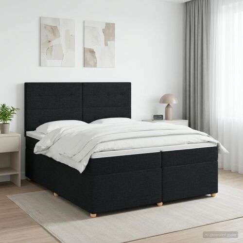 Boxspring krevet s madracem Crna 200 x 200 cm Tkanina - Crna 200 x 200 cm Prošiveno gumbima Cijena