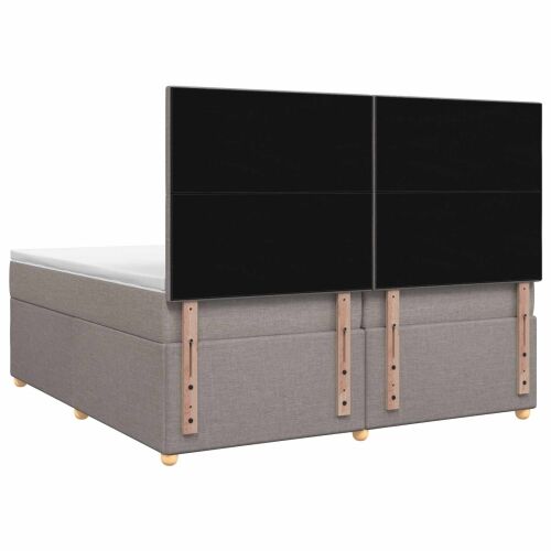 Boxspring krevet s madracem Sivosmeđa 200 x 200 cm Tkanina - Sivosmeđa 200 x 200 cm Prošiveno gumbima Cijena