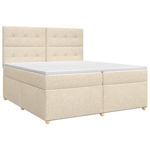 Boxspring krevet s madracem Krem 200 x 200 cm Tkanina - Krem 200 x 200 cm Prošiveno gumbima Cijena