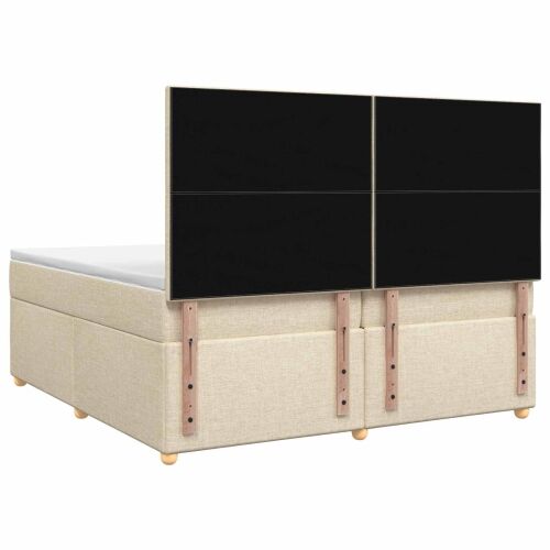 Boxspring krevet s madracem Krem 200 x 200 cm Tkanina - Krem 200 x 200 cm Prošiveno gumbima Cijena
