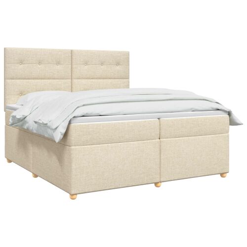 Boxspring krevet s madracem Krem 200 x 200 cm Tkanina - Krem 200 x 200 cm Prošiveno gumbima Cijena