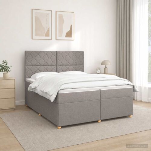 Boxspring krevet s madracem Sivosmeđa 200 x 200 cm Tkanina - Sivosmeđa 200 x 200 cm Dizajn s rombovima Cijena