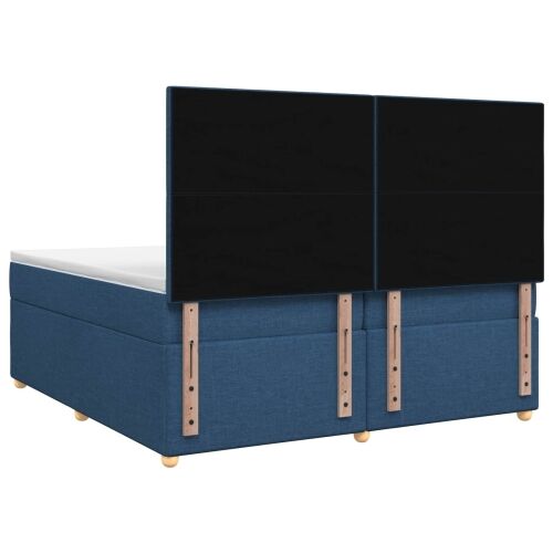 Boxspring krevet s madracem Plava 200 x 200 cm Tkanina - Plava 200 x 200 cm Dizajn s rombovima Cijena