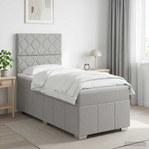 Boxspring krevet s madracem Svjetlosiva 80 x 200 cm Tkanina - Svjetlosiva 80 x 200 cm Dizajn s rombovima Cijena