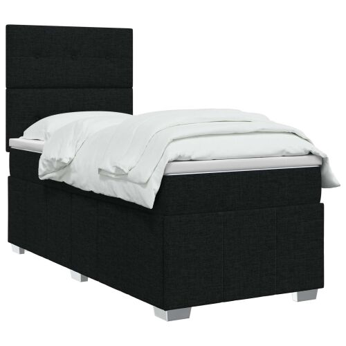 Boxspring krevet s madracem Crna 90 x 190 cm Tkanina - Crna 90 x 190 cm Prošiveno gumbima Cijena