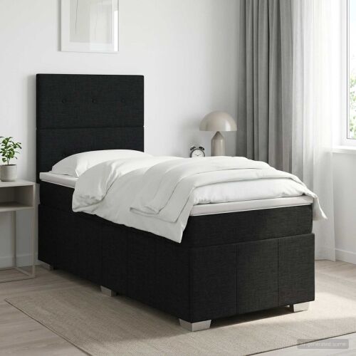 Boxspring krevet s madracem Crna 90 x 200 cm Tkanina - Crna 90 x 200 cm Prošiveno gumbima Cijena