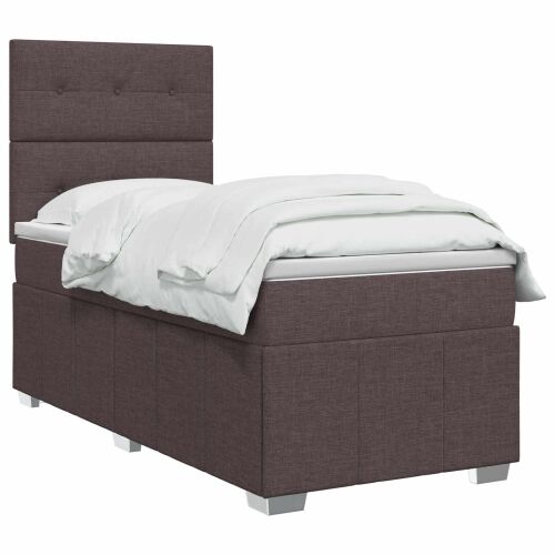 Boxspring krevet s madracem Tamno smeđa 90 x 200 cm Tkanina - Tamno smeđa 90 x 200 cm Prošiveno gumbima Cijena