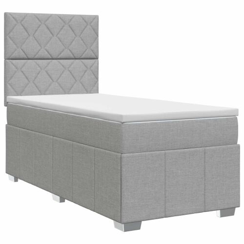 Boxspring krevet s madracem Svjetlosiva 90 x 200 cm Tkanina - Svjetlosiva 90 x 200 cm Dizajn s rombovima Cijena