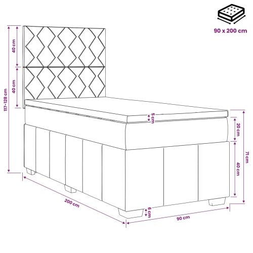 Boxspring krevet s madracem Tamno smeđa 90 x 200 cm Tkanina - Tamno smeđa 90 x 200 cm Dizajn s rombovima Cijena