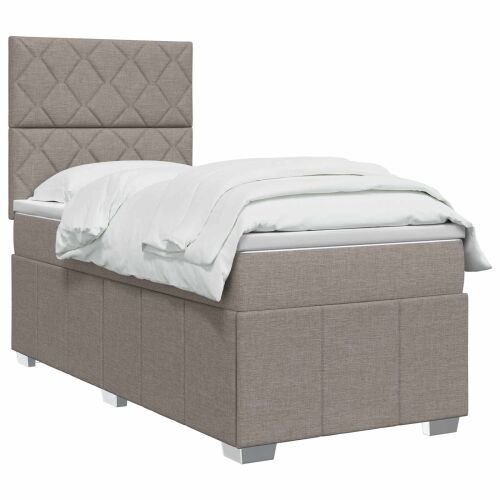 Boxspring krevet s madracem Sivosmeđa 90 x 200 cm Tkanina - Sivosmeđa 90 x 200 cm Dizajn s rombovima Cijena